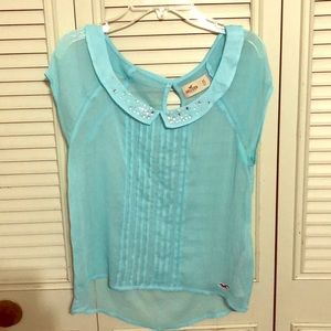 Hollister blue blouse with embellishments